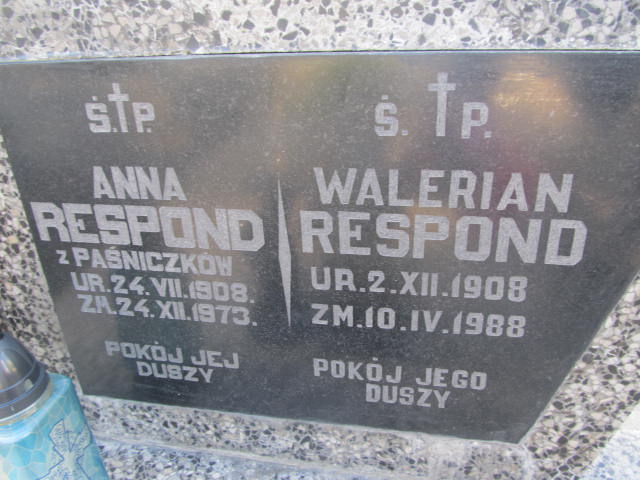 Anna Respond  1908 Kurów - Grobonet - Wyszukiwarka osób pochowanych